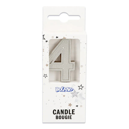 Ljus ”Elegant '4'”, silver, på pinne (3 x 4,2 x 0,7 cm)