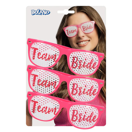 Set med 3 festglasögon ”Team bride”