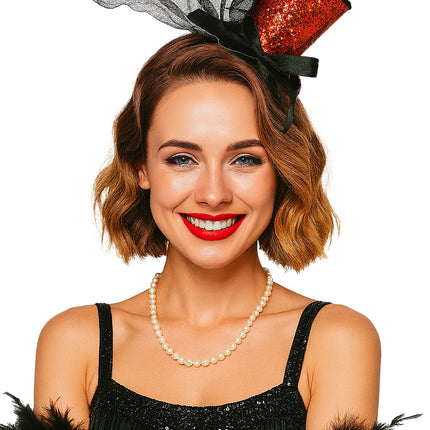 Hatt Hink Hatt Röd Svart Glitter