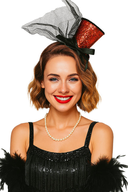 Hatt Hink Hatt Röd Svart Glitter