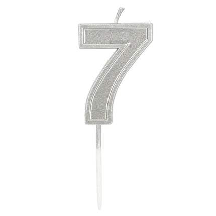 Ljus ”Elegant '7'” i silver på pinne (3 x 4,2 x 0,7 cm)