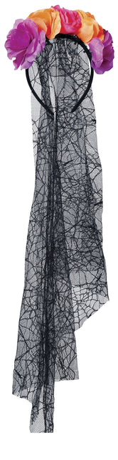 Lila Orange Hårband Med Slöja