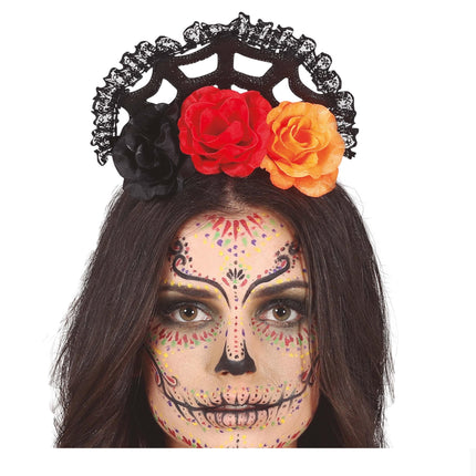 Orange Rött Hårband Med Slöja