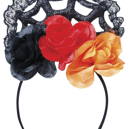 Orange Rött Hårband Med Slöja