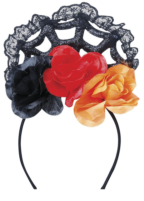 Orange Rött Hårband Med Slöja