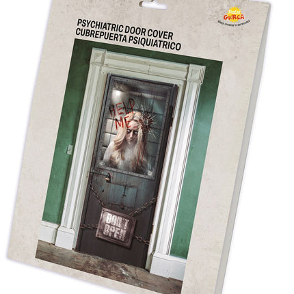 Halloween Dörraffisch Psykiatrisk 120cm x 79cm