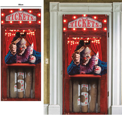 Halloween Dörraffisch Skräck Clown 120cm x 79cm