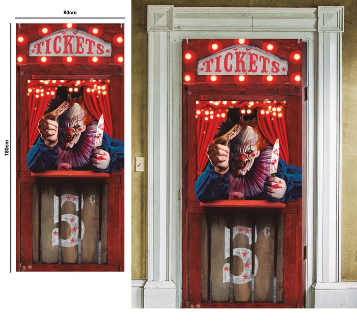 Halloween Dörraffisch Skräck Clown 120cm x 79cm