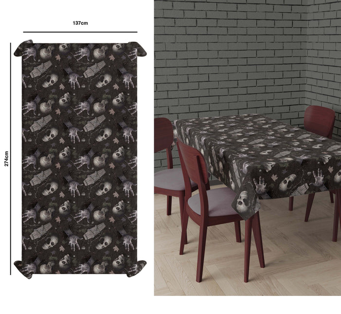 Halloween bordsduk kyrkogård 2,74m