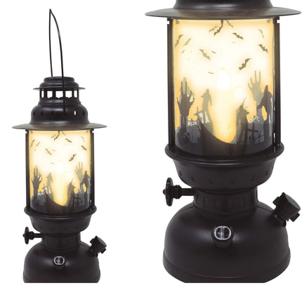 Svart Halloween-lykta med ljus 30cm