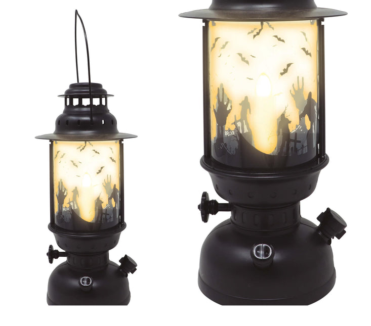 Svart Halloween-lykta med ljus 30cm