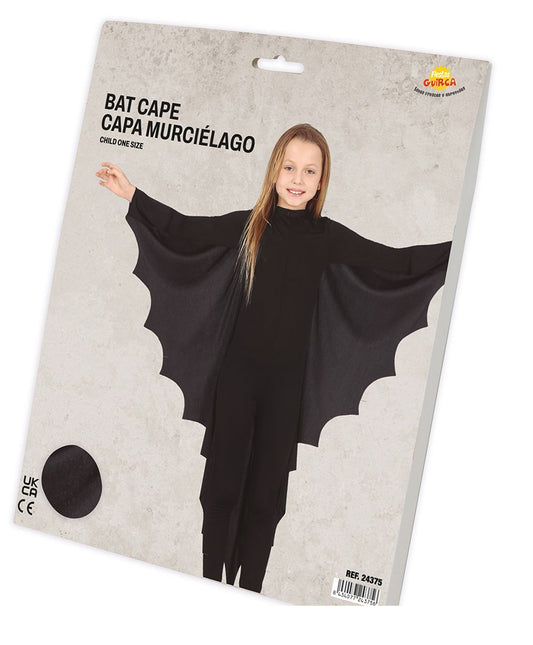 Svart halloweenkostym fladdermus barn