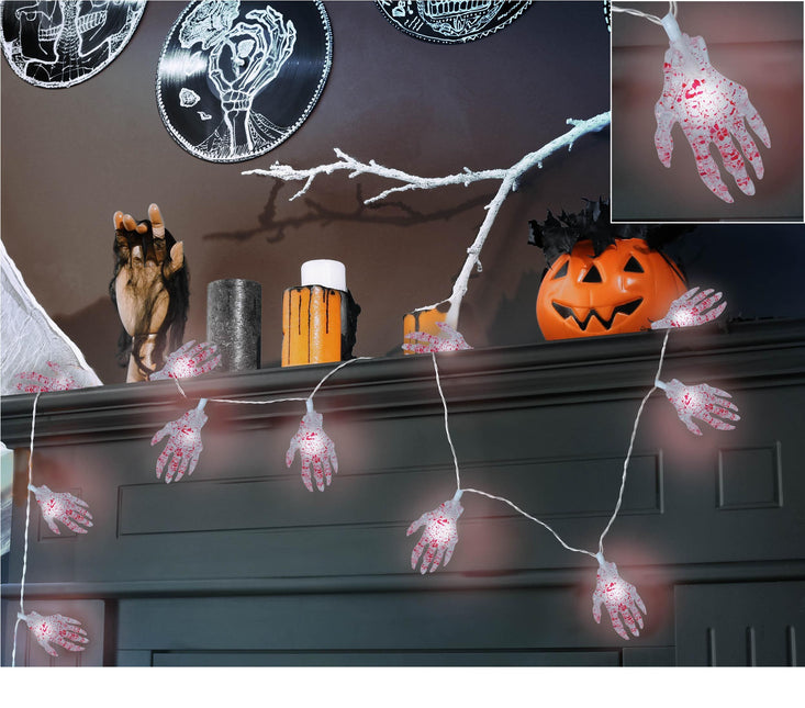 Halloween Ljusgirlang LED Skelett Hand 1.15m