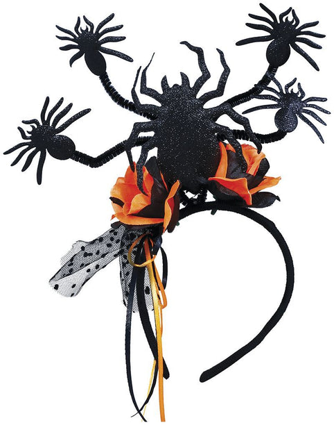 Halloween-hårband Spindlar och blommor