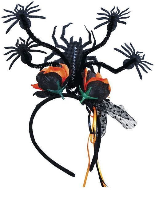 Halloween-hårband Spindlar och blommor