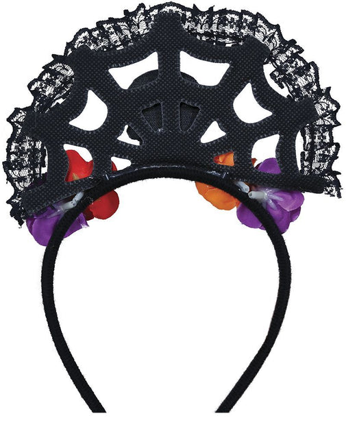 Dia De Los Muertos hårband blommor och dödskalle