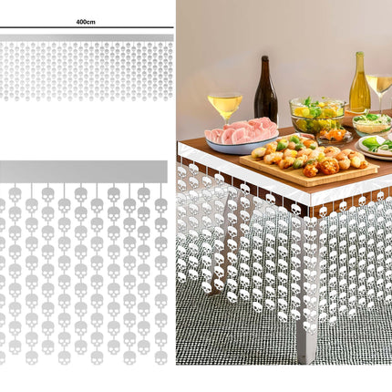 Vit Halloween bordskjol Dödskallar 4m