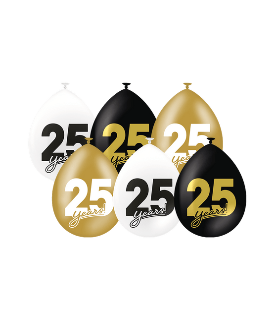 25 Jaar Ballonnen 30cm 6st van Paper Dreams koop je bij Partywinkel