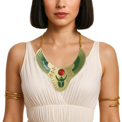 Cleopatra-halsband grönt guld