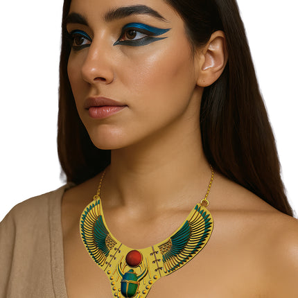 Cleopatra-halsband grönt guld