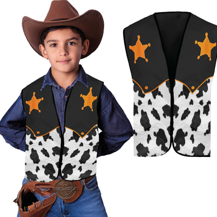 Sherrif Vest Svart Vit Barn Cowboy