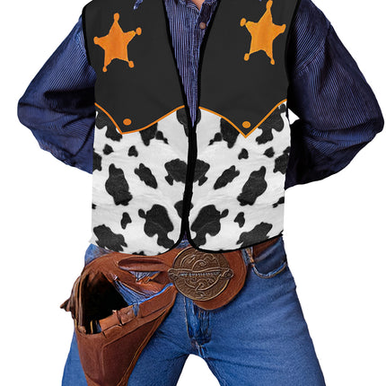 Sherrif Vest Svart Vit Barn Cowboy
