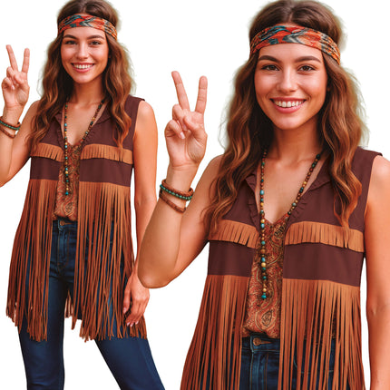 Hippie 60S väst brun