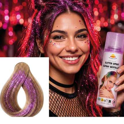 Rosa hårfärg med glitter