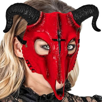 SATANISK RAM MASK RÖD HÅRDPLAST
