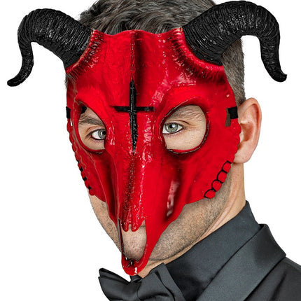 SATANISK RAM MASK RÖD HÅRDPLAST