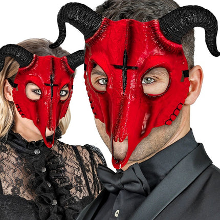SATANISK RAM MASK RÖD HÅRDPLAST