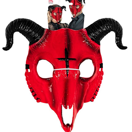 SATANISK RAM MASK RÖD HÅRDPLAST