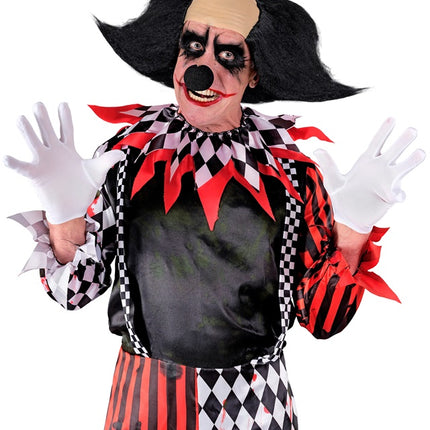 HUVUDBONAD OLYCKSBÅDANDE CLOWN MED SVART HÅR