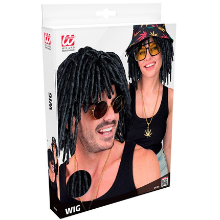 Svart peruk med dreadlocks