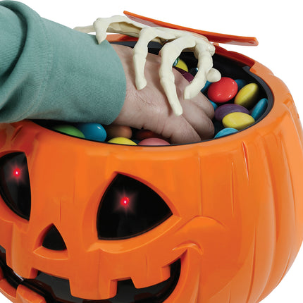 Halloween-skål Pumpa Ljus, ljud och rörelse 15 cm