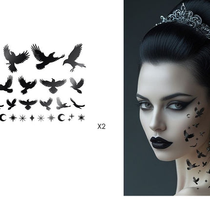Halloween-falsktatuering – svart korp
