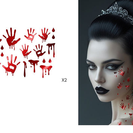 Halloween-falsktatuering: Blodiga händer