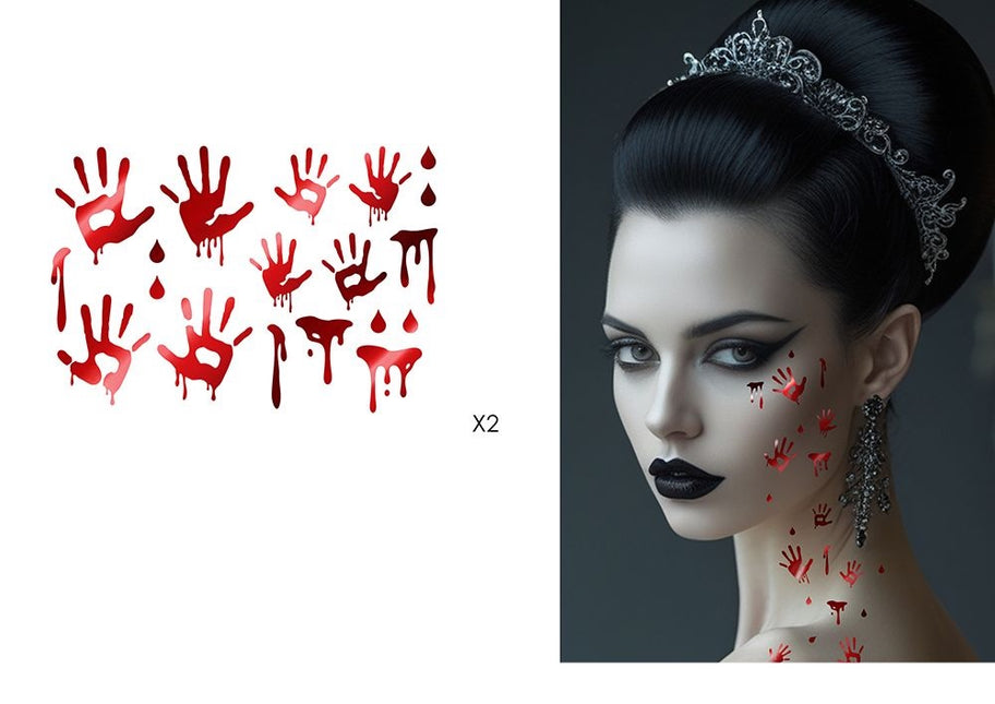 Halloween-falsktatuering: Blodiga händer