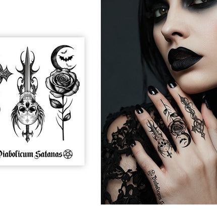 Halloween-falska tatueringar, svarta, för fingrarna