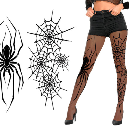 Halloween-strumpbyxor, svarta, spindlar