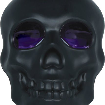Halloween-skalle, svart, rökfärgad, 16 cm