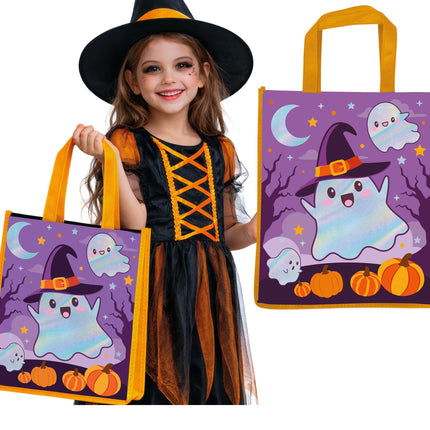 Halloween-väska, orange och lila, spöke