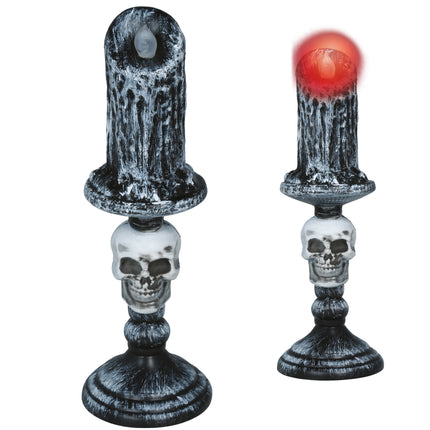Halloween-ljusstake, grått skelett, 1 st