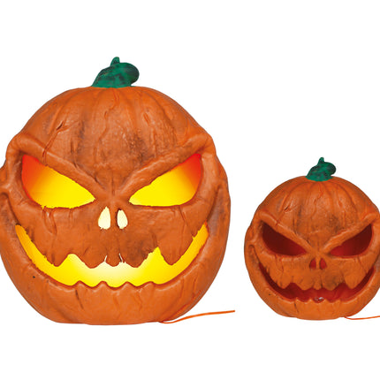 Halloween-pumpa, orange med ljus, 28 cm