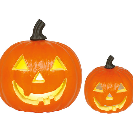 Halloween-pumpa i orange skumplast med belysning, 28 cm