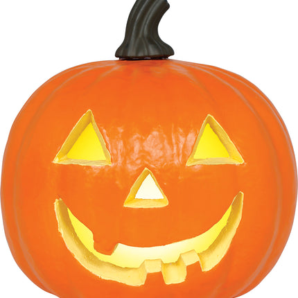 Halloween-pumpa i orange skumplast med belysning, 28 cm