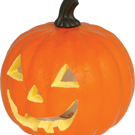 Halloween-pumpa i orange skumplast med belysning, 28 cm