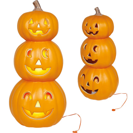 Halloween-pumpastapel med belysning, 52 cm