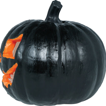 Halloween-pumpa, svart med ljus, 20 cm