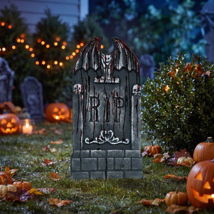 Halloween-gravsten, grå, rippad, blodig, 42 cm